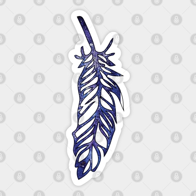 Galaxy Feather | Purple + Blue Feather | Watercolor Galaxy Feather Sticker by Tilila